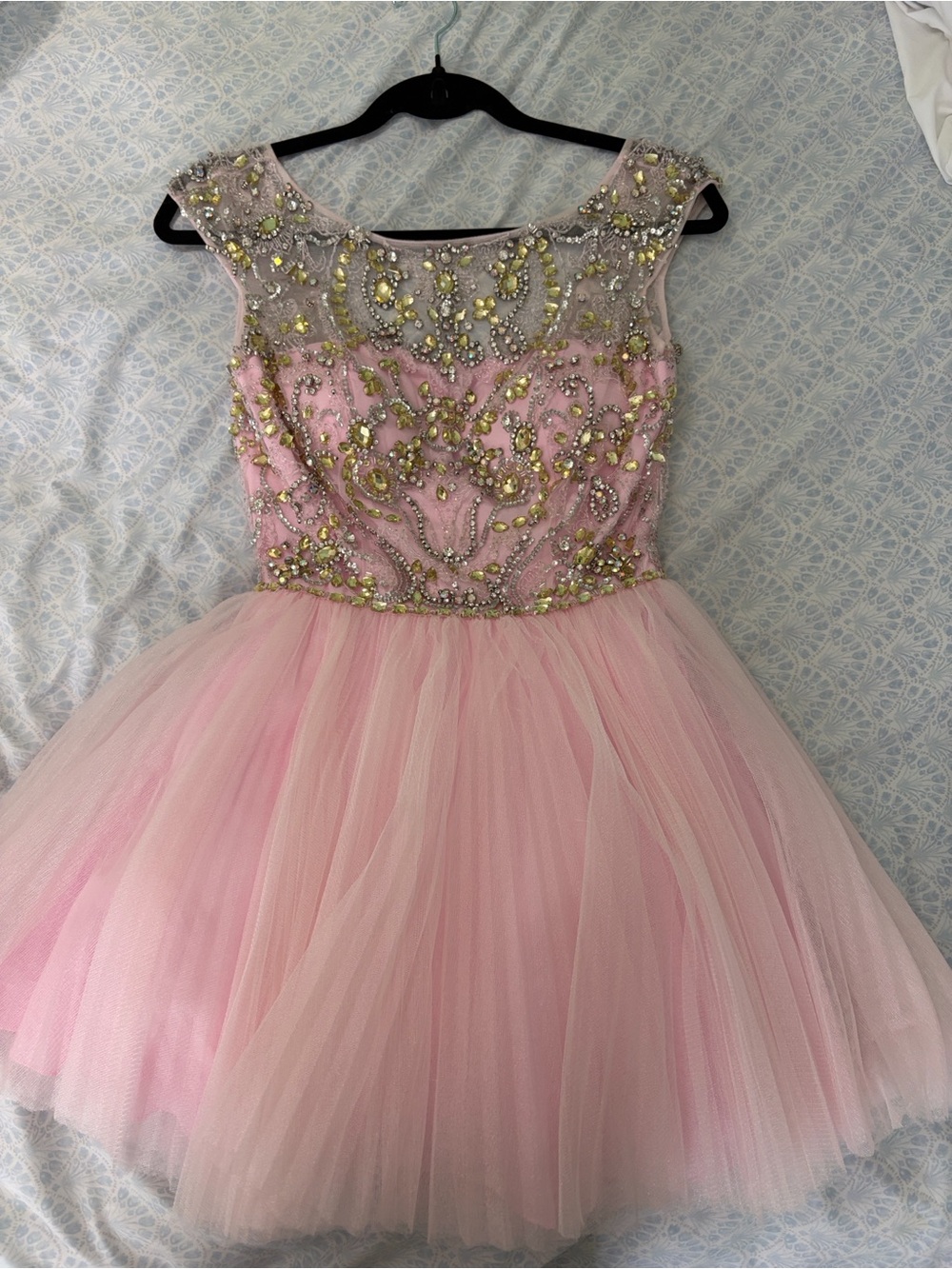 Y2K Sherri Hill beaded tulle cocktail dress
